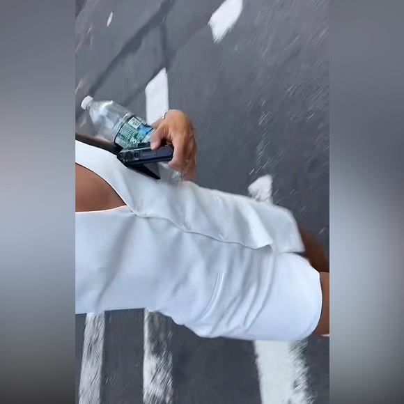 Zara White Crepe Fully Lined Lapel Tuxedo Halter Dress $89.90 - Picture 8 of 14